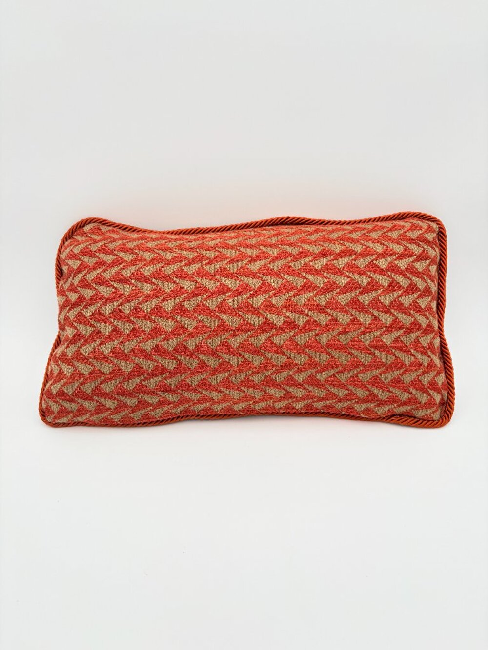 Burnt Orange Chevron Lumbar Pillow with Insert 16x9